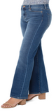 Lucy Boot Jean, 32'' Inseam 9-7/8" Front rise; 20" Leg opening Sleek and sophisticated look 5-pocket styling details Set-in waistband with belt loops Zip-fly with single logo button closure By Liverpool 95.6% Cotton, 3.9% ZT400, 0.5% Spandex Turn inside out, machine wash cold with like colors, Gentle cycle, Only non-chlorine bleach when needed, Flat air dry, Cool iron if needed, Or dry clean.