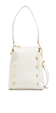 An internet-famous bestseller. Meet our revamped Bryant Med, a space-efficient style with plenty of room and added accessibility. Classic pebbled leather in a warm white hue Red cotton twill lining Brushed gold hardware, covered for life Exterior: Back phone drop pocket Interior: Credit card slot, zip pocket Removable, adjustable shoulder + crossbody straps 9" x 5" x 9.25" Long strap: 1"W x 13"-25" Short strap: 1.75" w x 7.5"