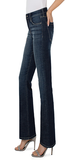 Mid-Rise bootcut jean in our must-have Castle wash.  High performance denim with amazing stretch and recovery.  Slim through the hips and thighs and releases at the knee and leg opening to create the beautiful bootcut shape.   32'' Inseam Mid rise 9-1/2" Front rise; 19-1/2" Leg opening Sleek and sophisticated look 5-pocket styling details Set-in waistband with belt loops Zip-fly with single logo button closure Color: Castle