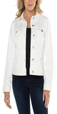 Our must-have lightweight classic jacket from our Love by Liverpool collection is effortless when it comes to layering.  Super soft with amazing stretch and recovery.   23" HPS Double front pockets Two side pockets 6 Button front closure Color: Porcelain 