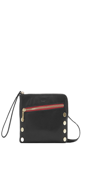 Our Nash Sml is back, complete with our best-loved convertible strap and everyone’s favorite update: An extra top-zipper for easy access.  Crafted with classic black leather Red logo twill lining Brushed Gold hardware, guaranteed for life Cell phone pocket and flat zippered pocket Removable, adjustable crossbody strap and wristlet 8.25