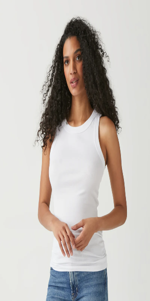  Basic-but-never-boring is the name of Halley’s game. Made in our best-selling Ultra Rib fabrication, this shoulder-baring tank has ruched sides for an ultra-flattering fit.   Fabric: Ultra Rib: 48% Cotton / 48% Modal / 4% Spandex Care: Machine Wash Model: Model Is 5'9