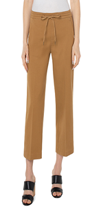 The Liverpool™ Kelsey Crop Trousers with Tie Front Waistband are a cozy addition to your wardrobe. With a classic regular fit and a breezy look, these cropped pants have a tie on the front waistband which can be adjusted to your liking. Pair these relaxed pants with your favorite apparel and enjoy the strides with utmost comfort. Mid-rise design. Drawstring closure. Two side pockets and two back seamless pockets. 56% Tencel®, 41% cotton, 3% spandex. Machine washable. Imported. Color: Granola