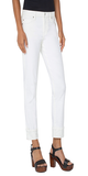 Our Marley Girlfriend is now available in WHITE! This girlfriend jean is the perfect silhouette, offering just the right amount of room from mid-thigh to the cuffed hem. Super comfortable with amazing stretch.  Mid-rise 27'' Rolled/ 30'' Inseam 9-5/8" Front rise; 13-1/4" Leg opening 5-pocket styling details Single logo button closure Belt loops Color: Bone Wht