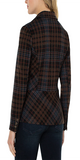 A perfect blazer to layer your outfit. Featuring a notched collar, this blazer can pull together your outfit for any occasion. Wear to work on business meetings or keep it casual with denim and your favorite tee!   27” HPS Notched collar Amazing stretch and comfort Two front pockets Single button closure Sleek modern style  Turn inside out, Machine wash cold, Gentle cycle, Do not bleach, Air dry flat, Cool iron if needed, Or dry clean Color: Blk / Brn 78% Polyester, 19% Viscose, 3% Elastane