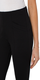 25” Inseam Mid-rise 10-1/8" Front rise 18" Leg opening for size 4 Knit Pull-On Front slanted welt pockets No back pockets 54% Rayon, 35% Nylon, 11% Spandex Machine Wash Cold, Wash Separately, Wash Inside Out, Only Non-Chlorine Bleach When Needed, Tumble Dry Low, Cool Iron If Needed, Or Dry Clean Color: Black