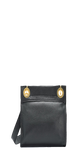 Tony Sml Blk-bg-R, Crafted with classic black leather Bold red lining Brushed gold hardware, guaranteed for life Cell phone pocket on outside Credit card slot inside 8" L x 2"W x 7.5" H, Strap: 1" W x 49" L