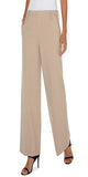 31" Inseam Mid-rise 10-1/4" Front rise; 22" Leg opening Wide leg Set-in waistband with belt loops Zip-fly with hidden hook and eye closure Slanted side pockets and faux welt back pocket Color: Biscuit Tan 54% Rayon, 35% Nylon, 11% Spandex Machine Wash Cold, Wash Separately, Wash Inside Out, Only Non-Chlorine Bleach When Needed, Tumble Dry Low, Cool Iron If Needed, Or Dry Clean