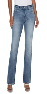 Mid-Rise bootcut jean in our must-have Yuba wash.  Slim through the hips and thighs and releases at the knee and leg opening to create the beautiful bootcut shape.  32'' Inseam 10" Front rise; 20-1/2" Leg opening Sleek and sophisticated look 5-pocket styling details Set-in waistband with belt loops Zip-fly with single logo button closure Color: Beckwith 55% Cotton, 29% Antibacterial Fiber (Rayon)